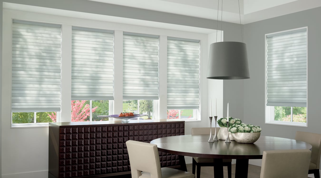Cordless motorized shades in a Minneapolis dining room